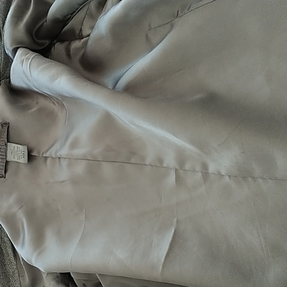 Chico's Silver Metallic Genuine Leather Moto Jacket Chico's 2 (US L or 12) - Picture 8 of 9